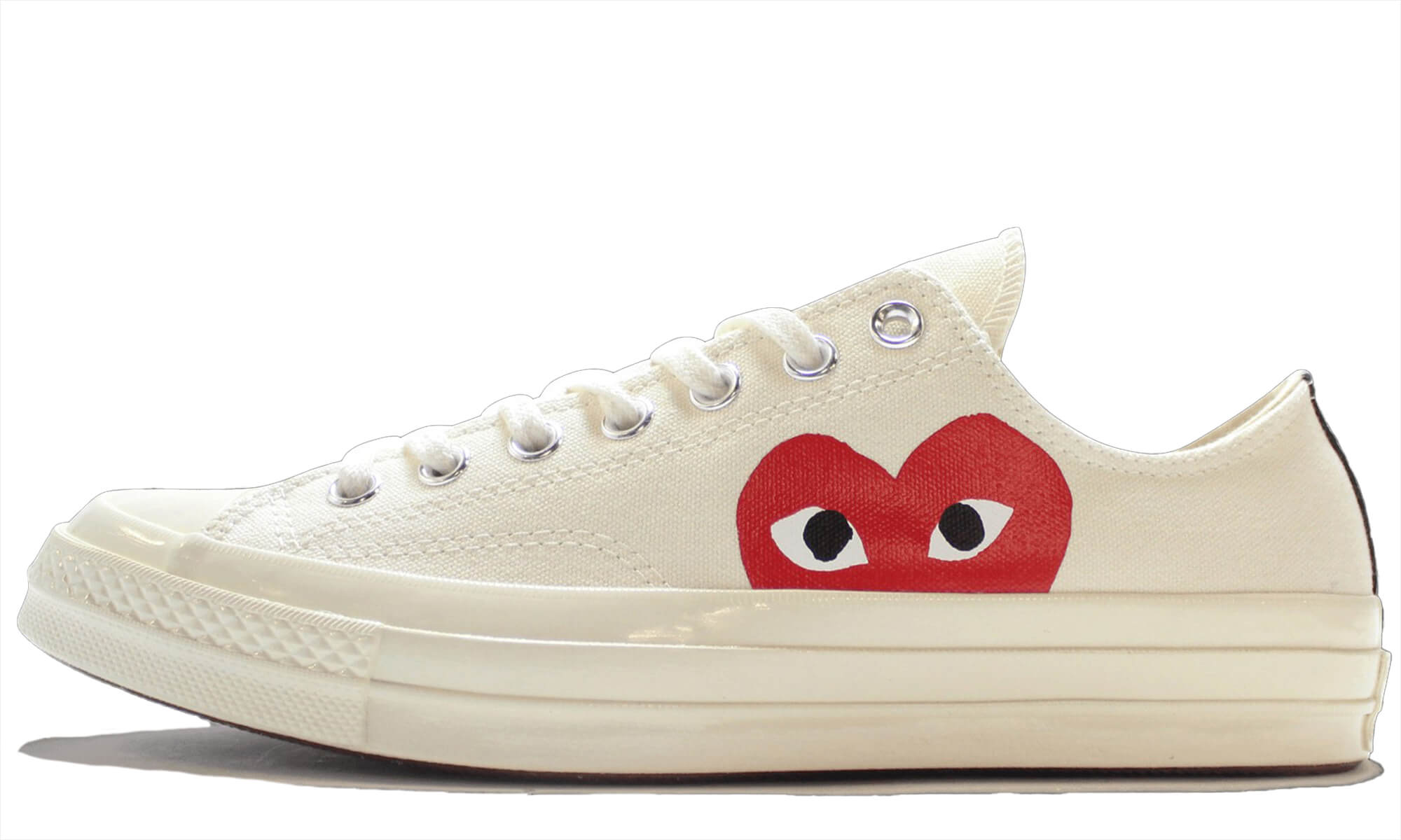 Converse X Comme Des Garçons CDG Play Chuck Taylor 'Low-Top White' (With Stain)
