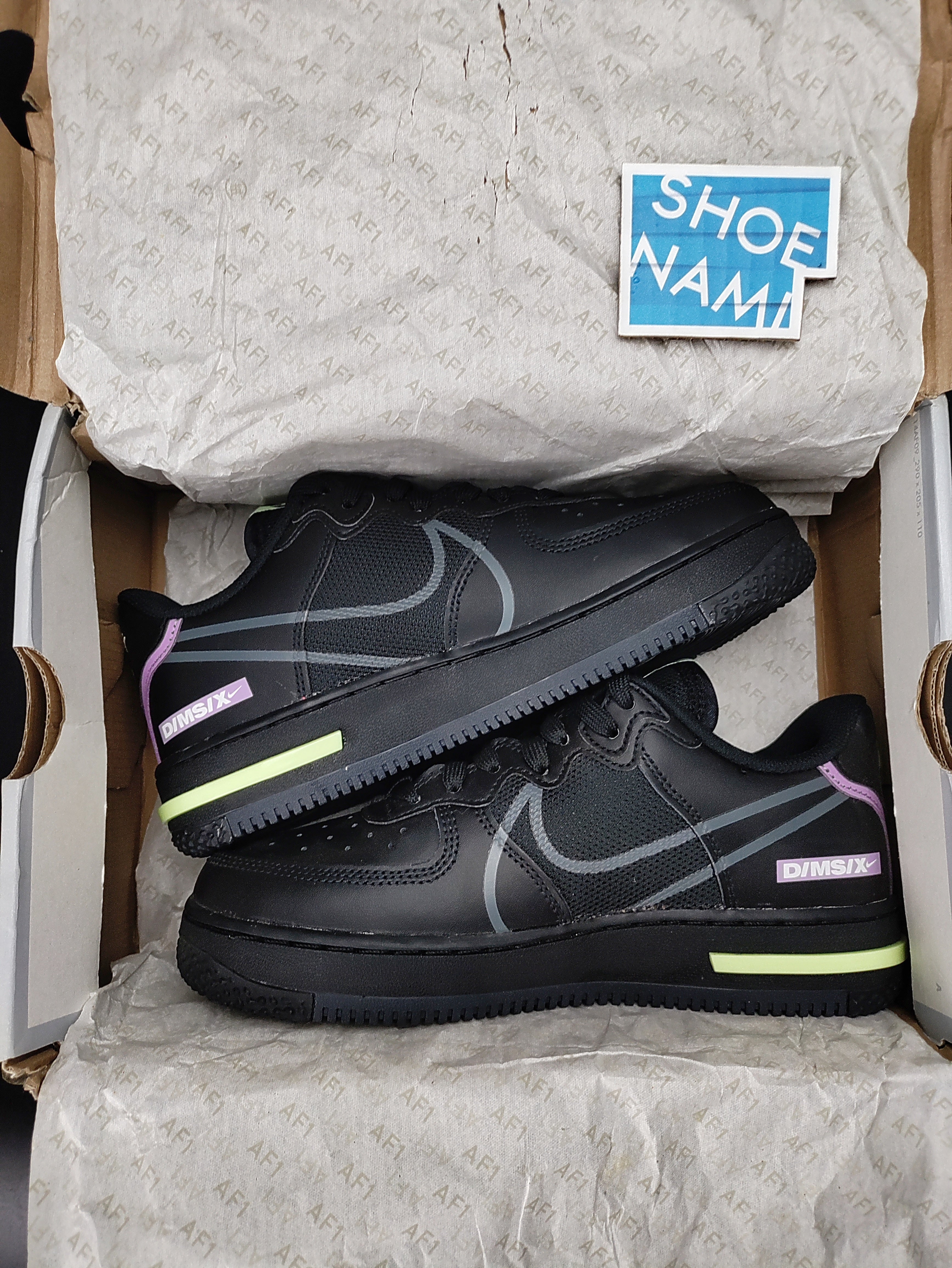 Nike Air Force 1 React (GS) 'Black/Violet Star/Volt'