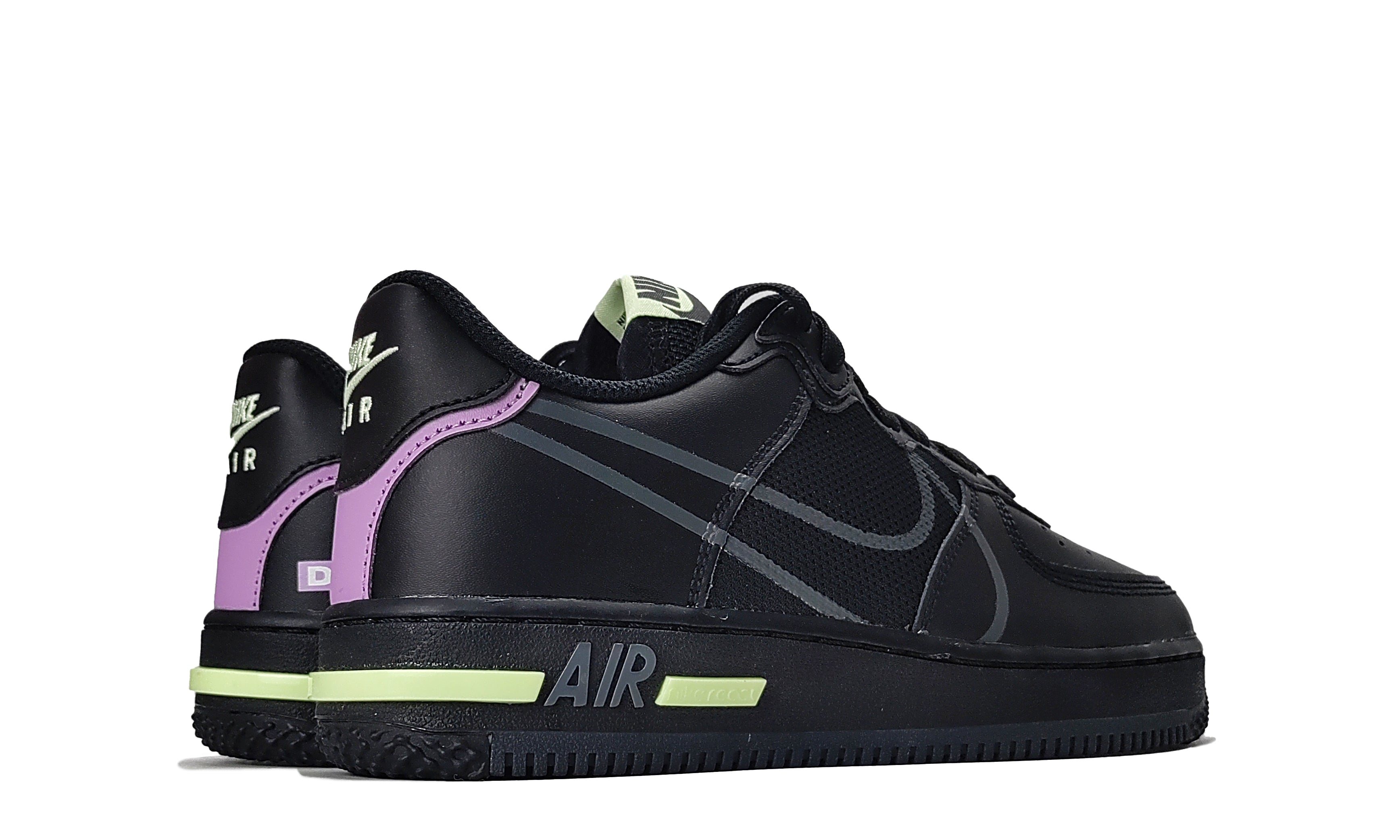 Nike Air Force 1 React (GS) 'Black/Violet Star/Volt'
