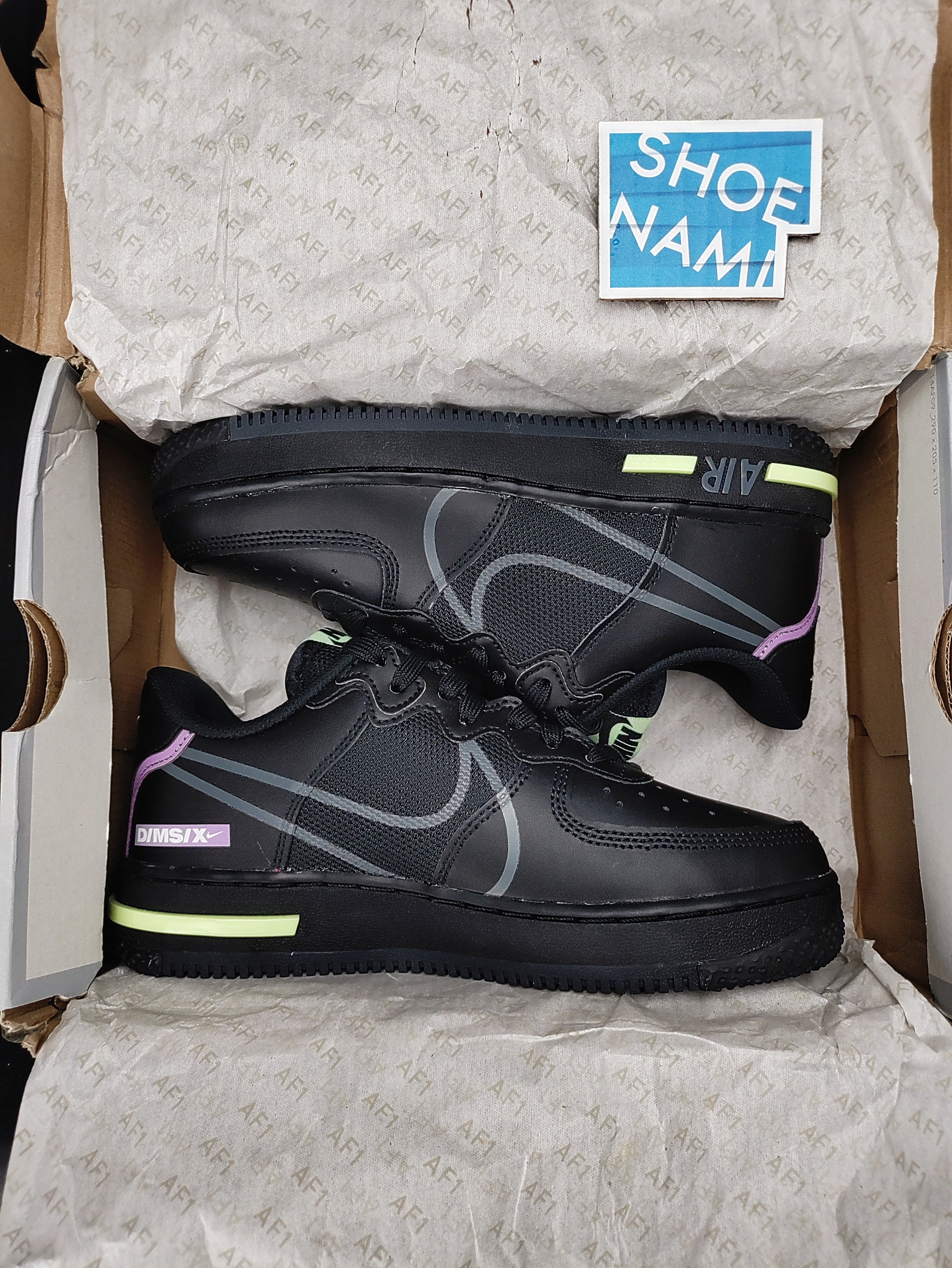 Nike Air Force 1 React (GS) 'Black/Violet Star/Volt'