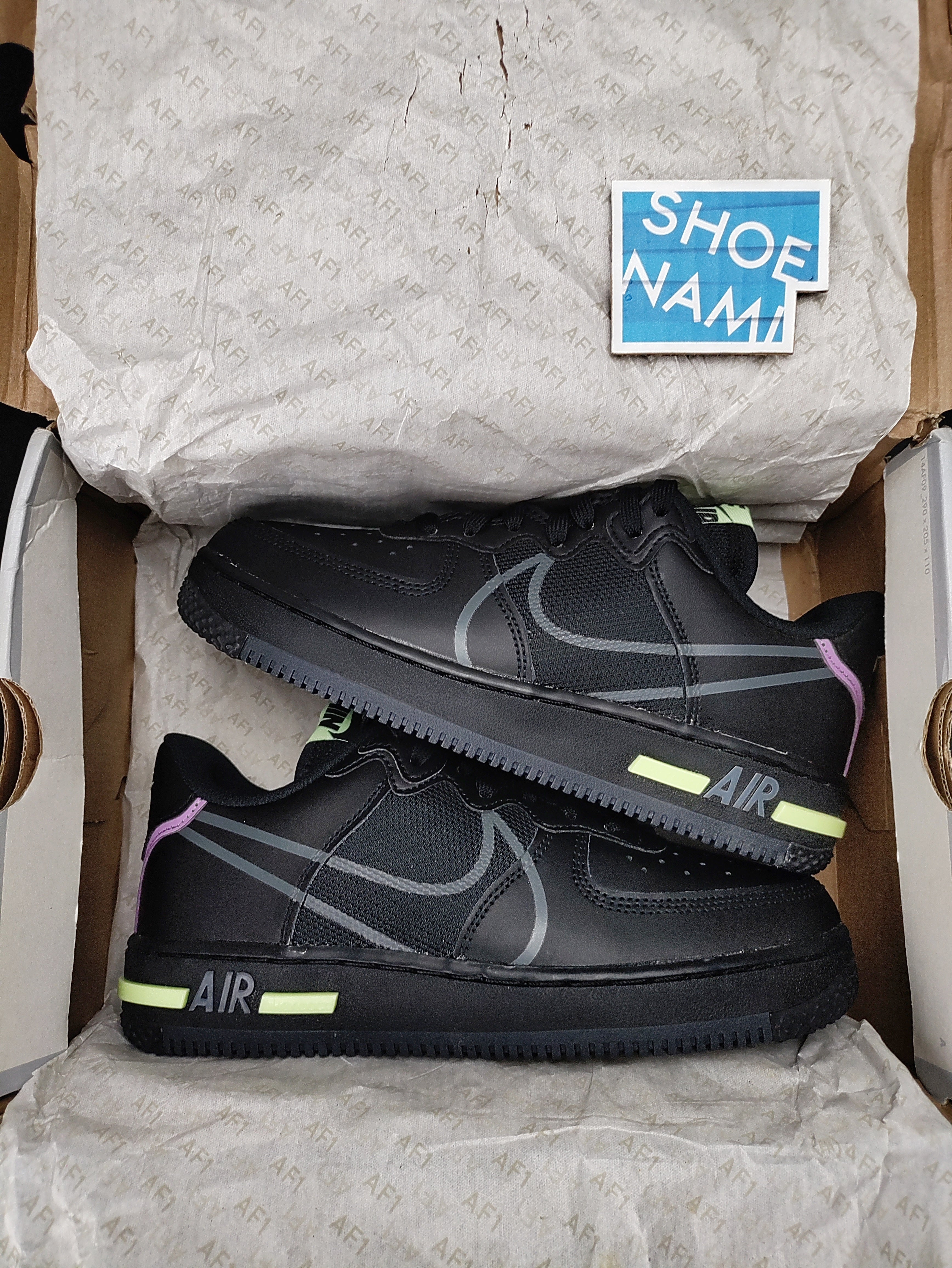 Nike Air Force 1 React (GS) 'Black/Violet Star/Volt'