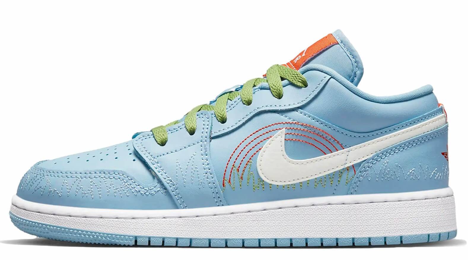 Air Jordan 1 Low SE (GS) 'Psychic Blue-Sail-Vivid Green'
