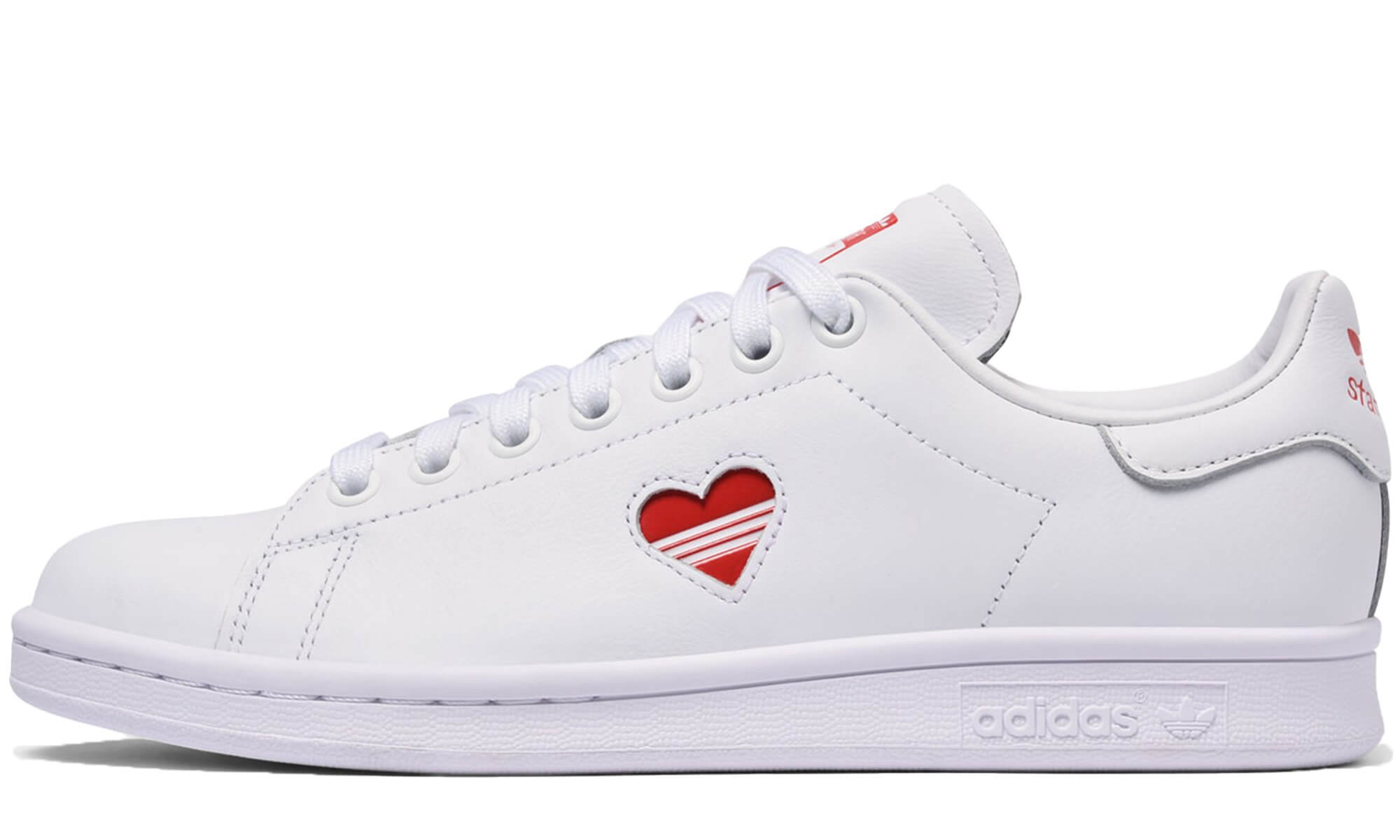 Adidas stan smith trainers white red heart Clearance