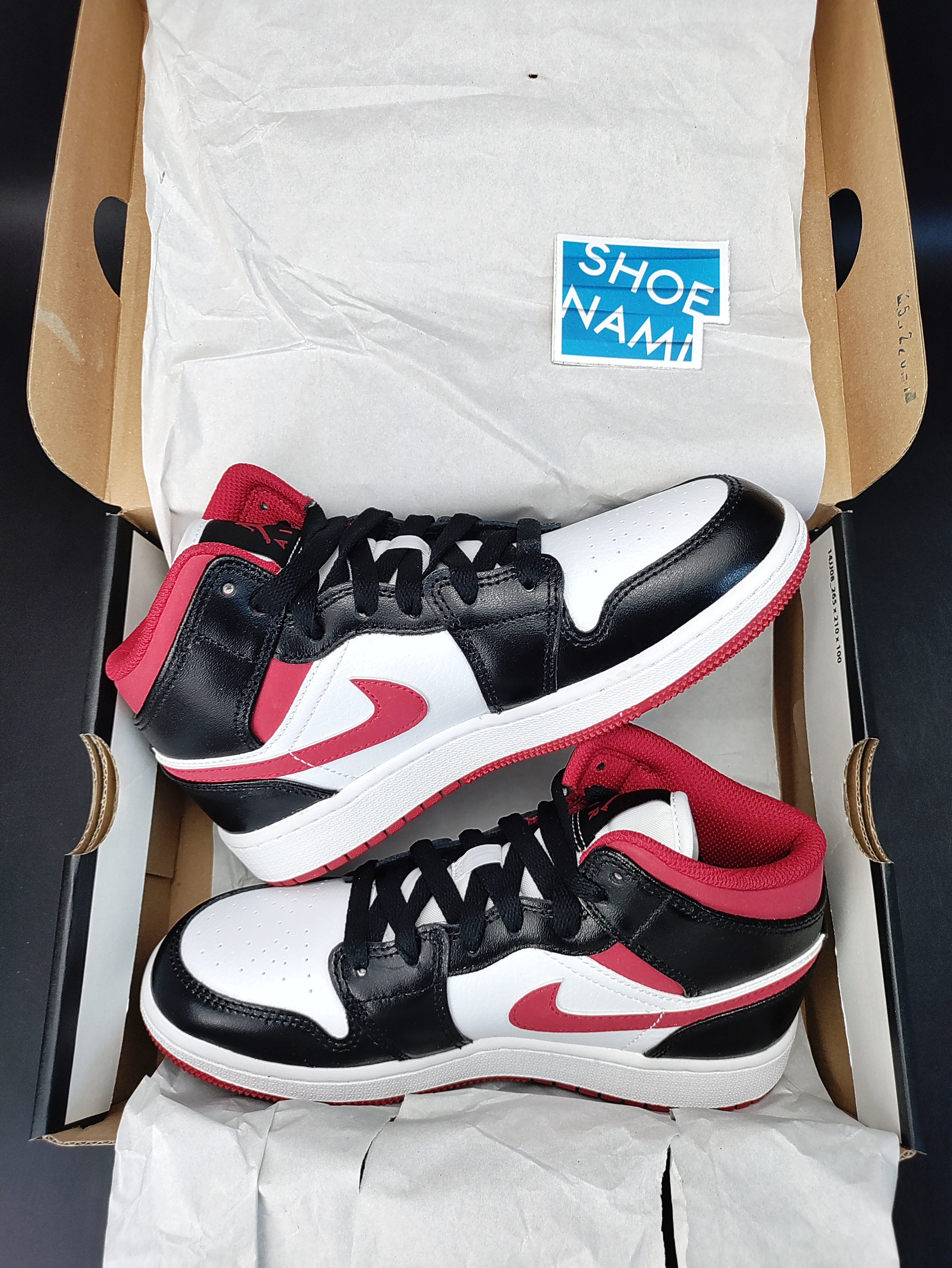 Air Jordan 1 Mid (GS) 'White/Gym Red/Black'
