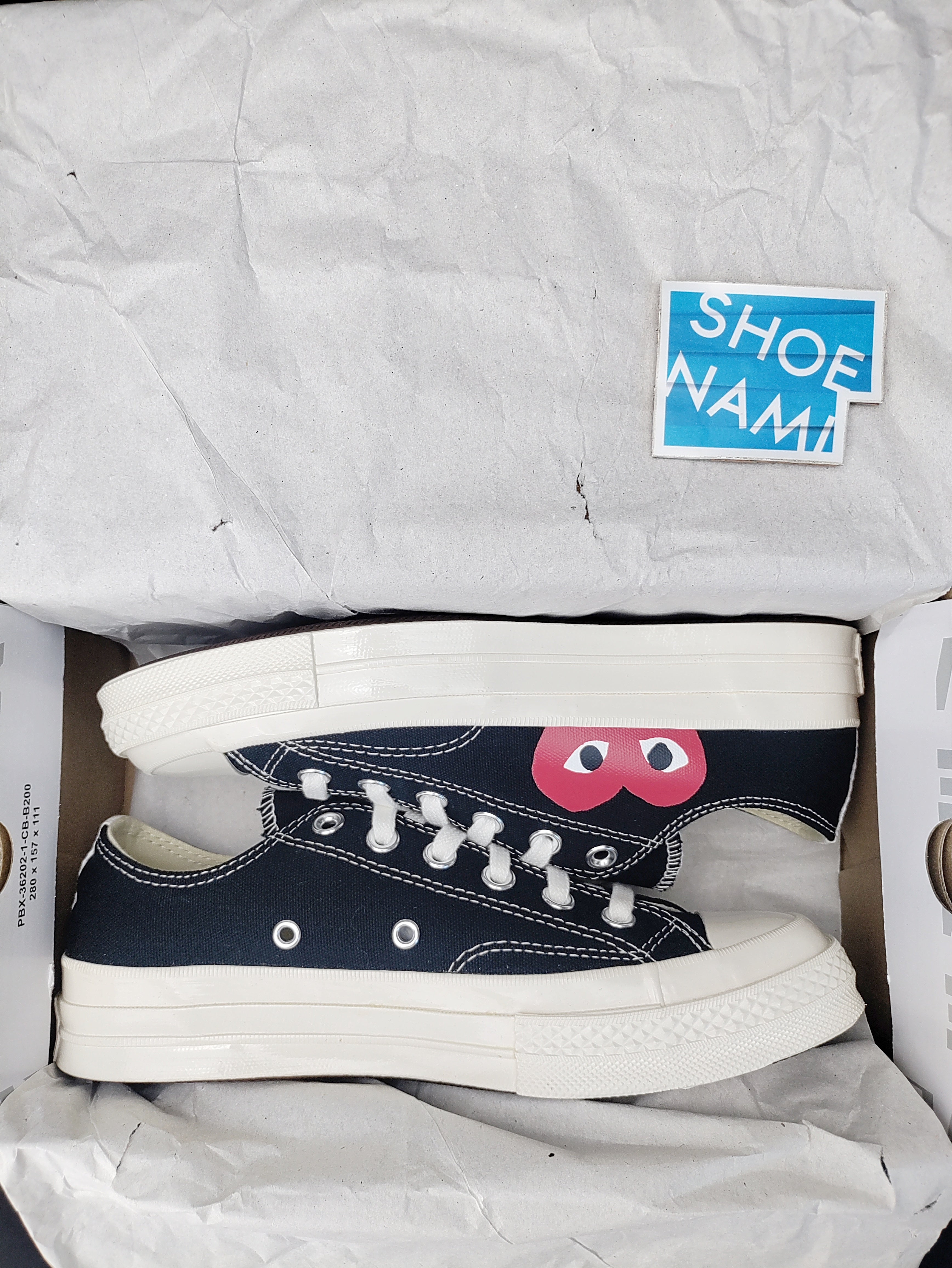 Converse X Comme Des Garçons CDG Play Chuck Taylor 'Low-Top Black' (With Stain)