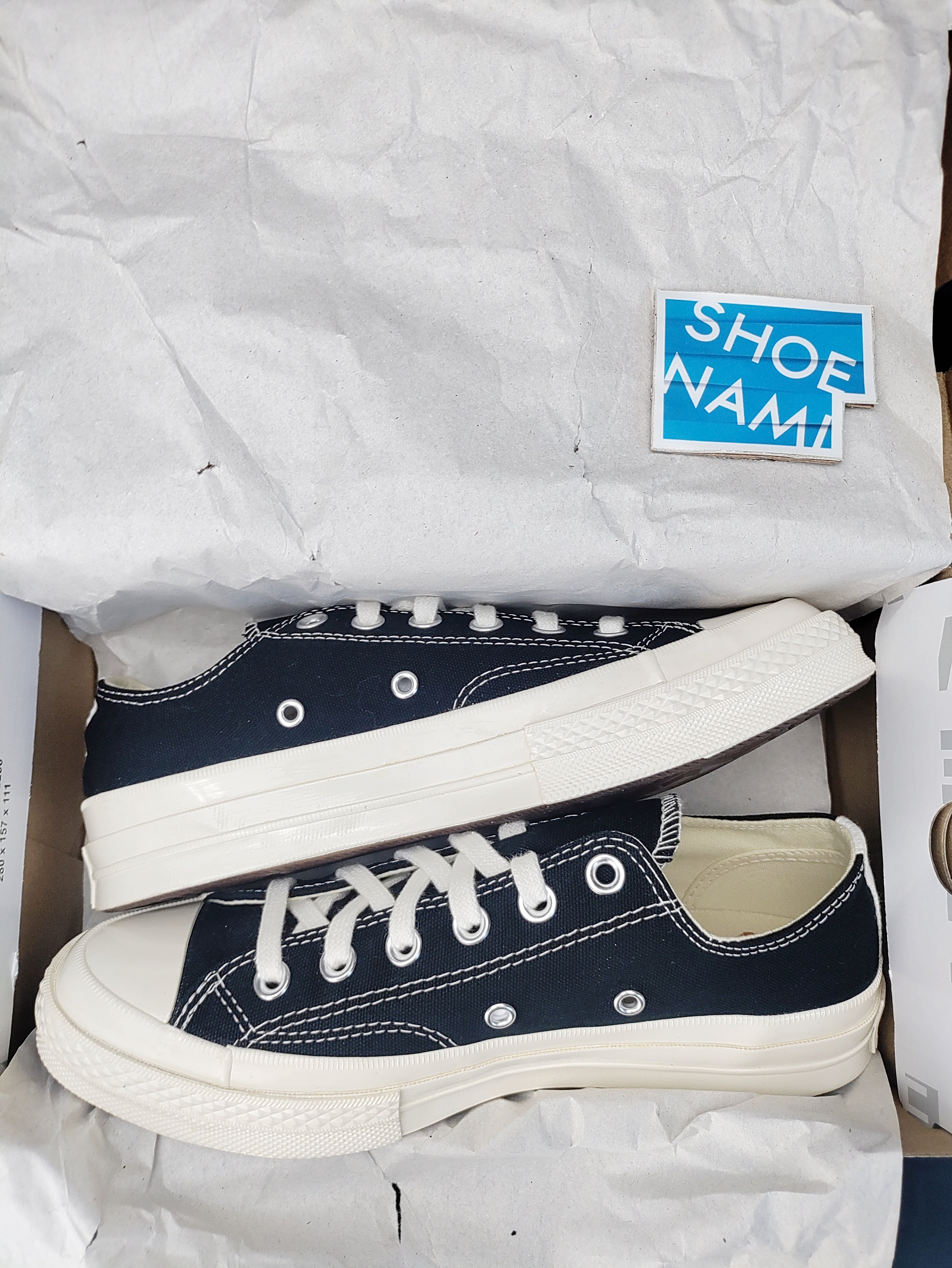 Converse X Comme Des Garçons CDG Play Chuck Taylor 'Low-Top Black' (With Stain)
