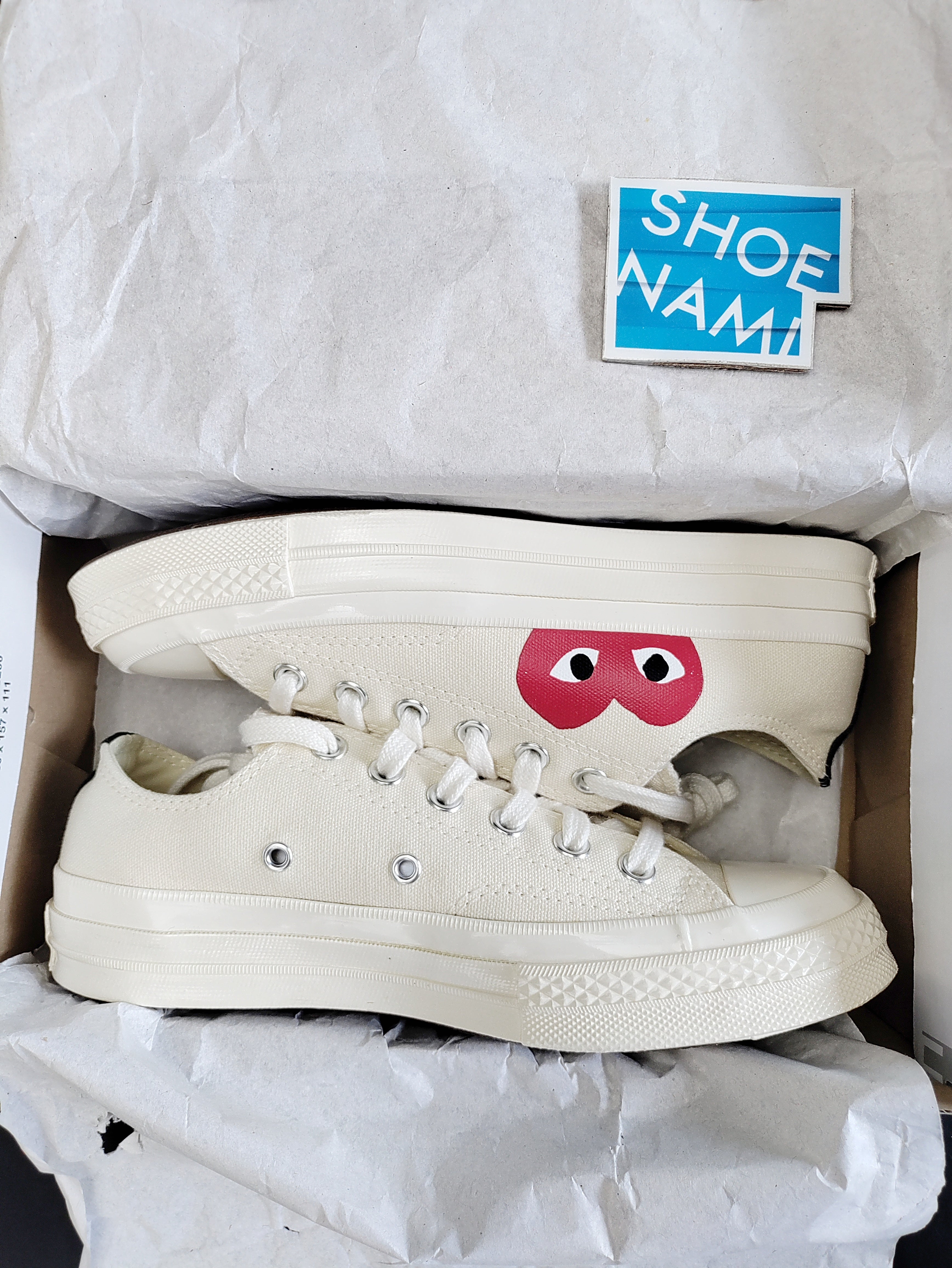Converse X Comme Des Garçons CDG Play Chuck Taylor 'Low-Top White' (With Stain)