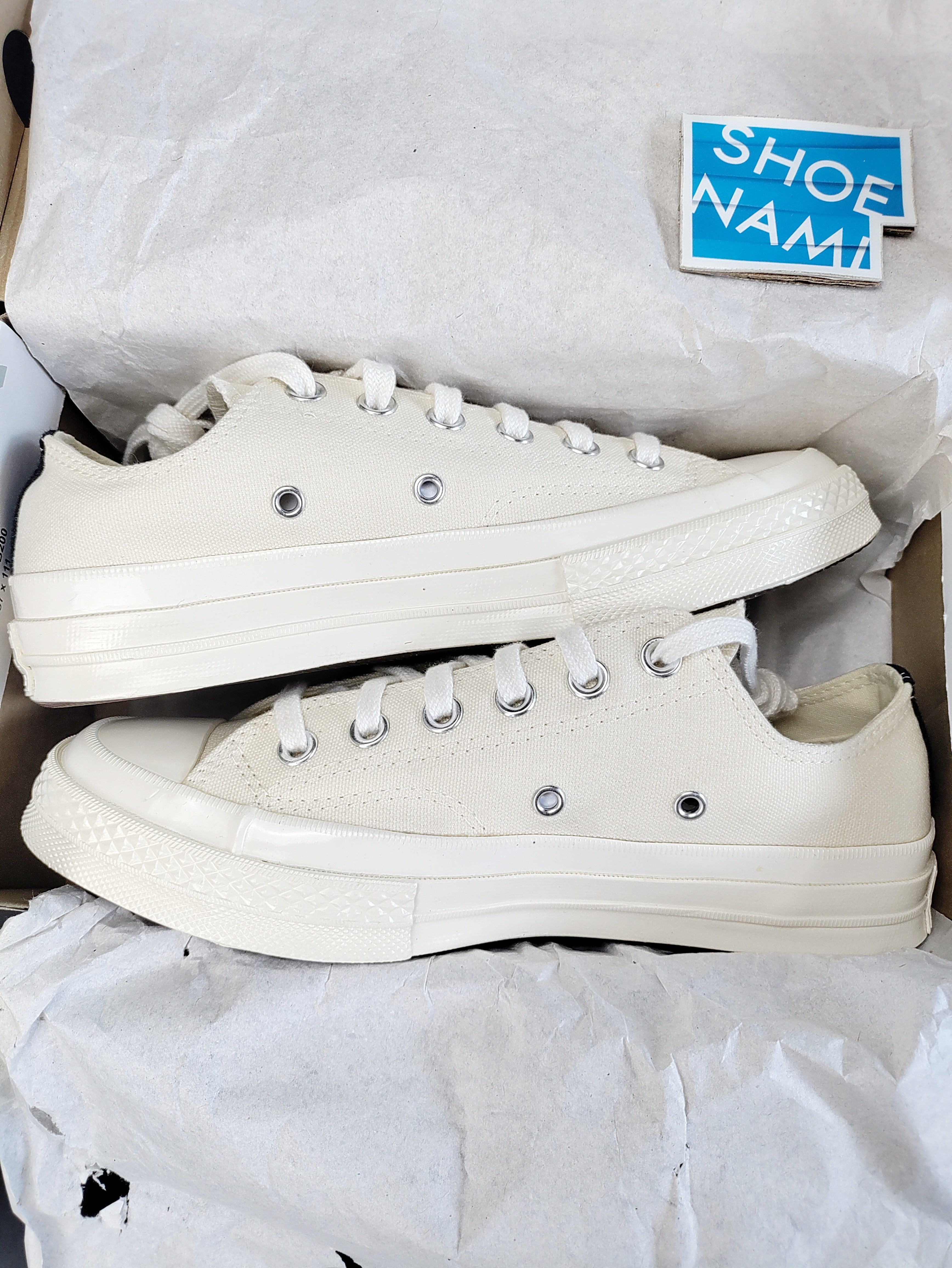 Converse X Comme Des Garçons CDG Play Chuck Taylor 'Low-Top White' (With Stain)
