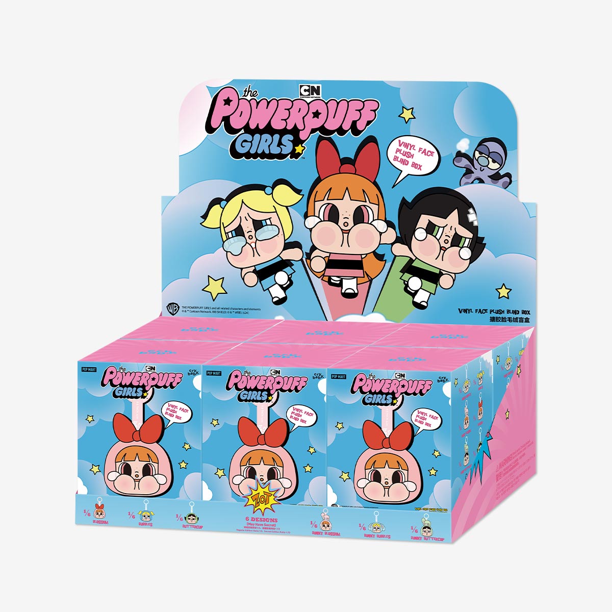 POWERPUFF GIRLS X CRYBABY - POP MART - VINYL FACE PLUSH BLIND BOX KEYCHAIN