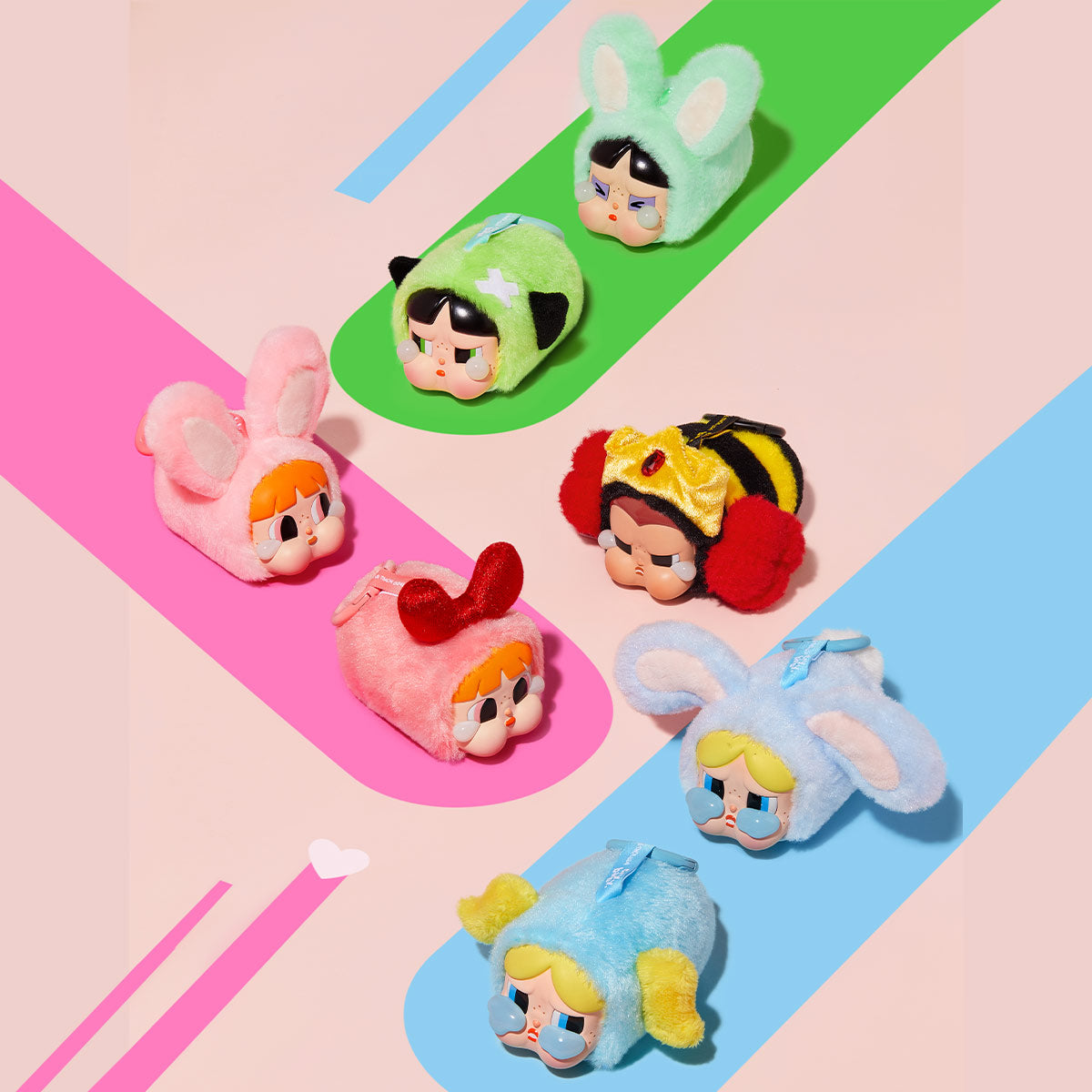 POWERPUFF GIRLS X CRYBABY - POP MART - VINYL FACE PLUSH BLIND BOX KEYCHAIN