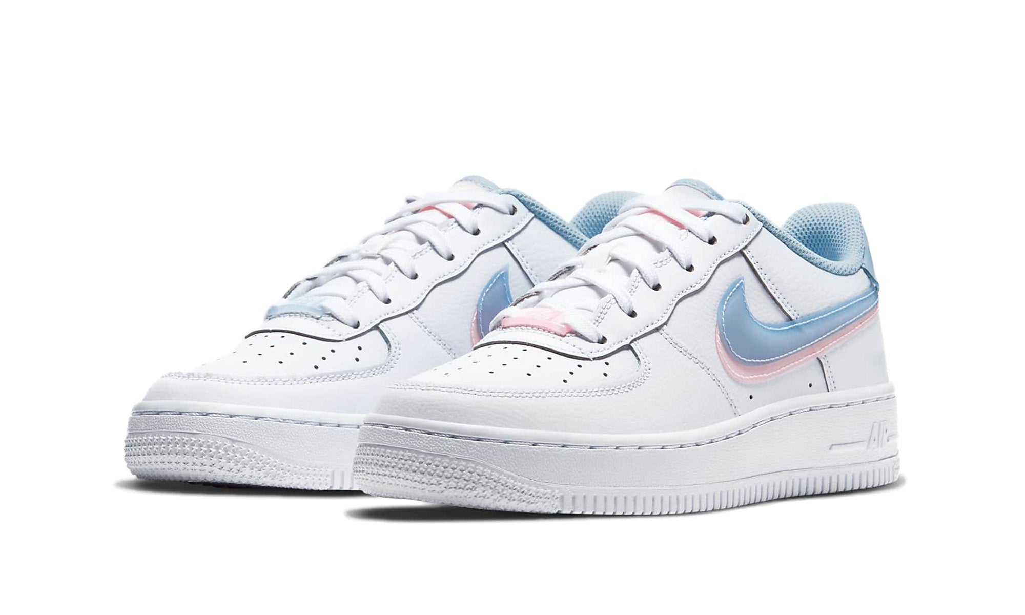 Nike air force 1 womens light blue swoosh sale