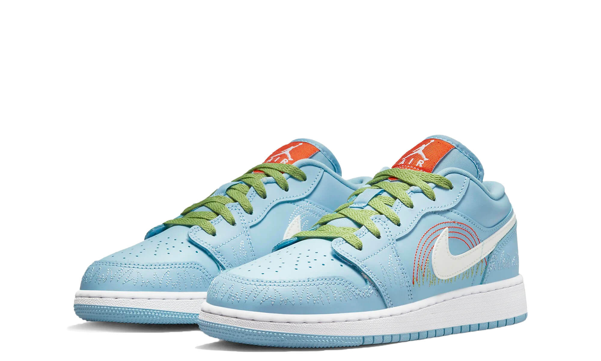 Air Jordan 1 Low SE (GS) 'Psychic Blue-Sail-Vivid Green'