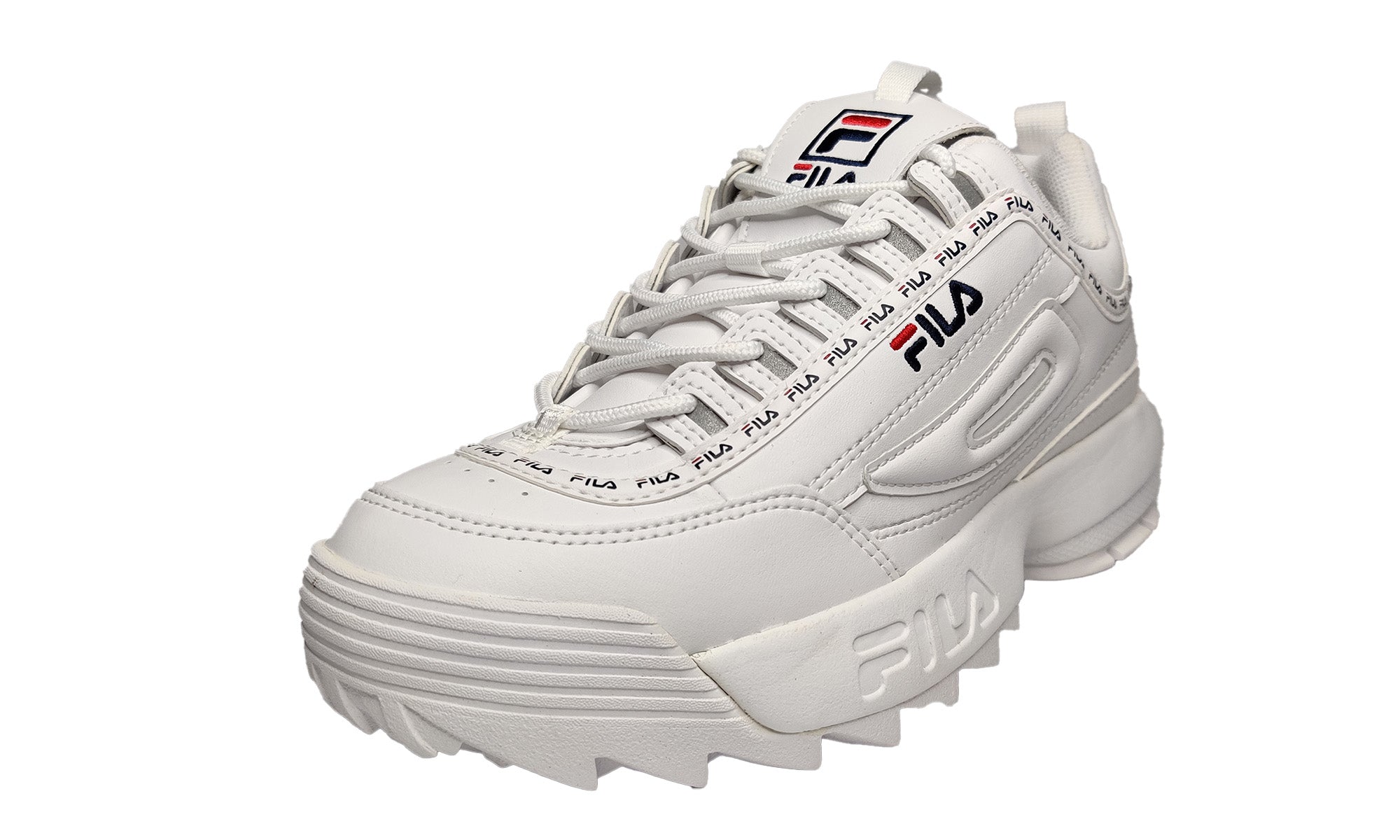 Disruptor ii logo taping white shoes from discount fila