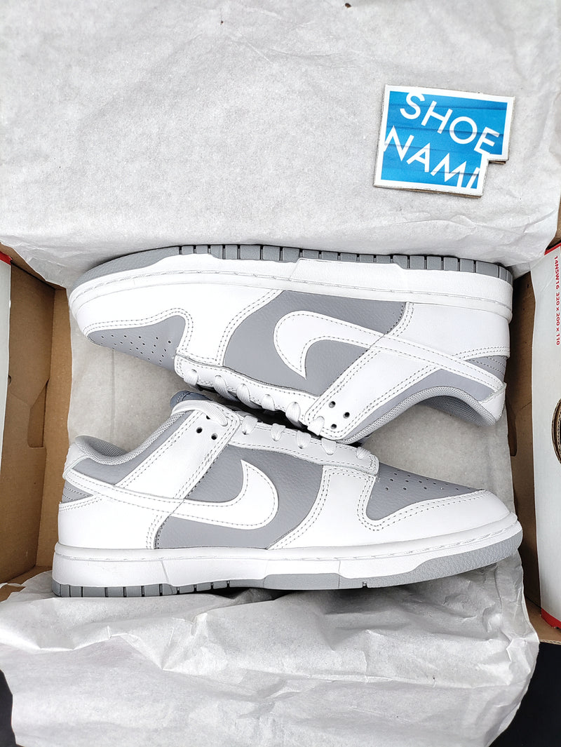 low dunks grey and white