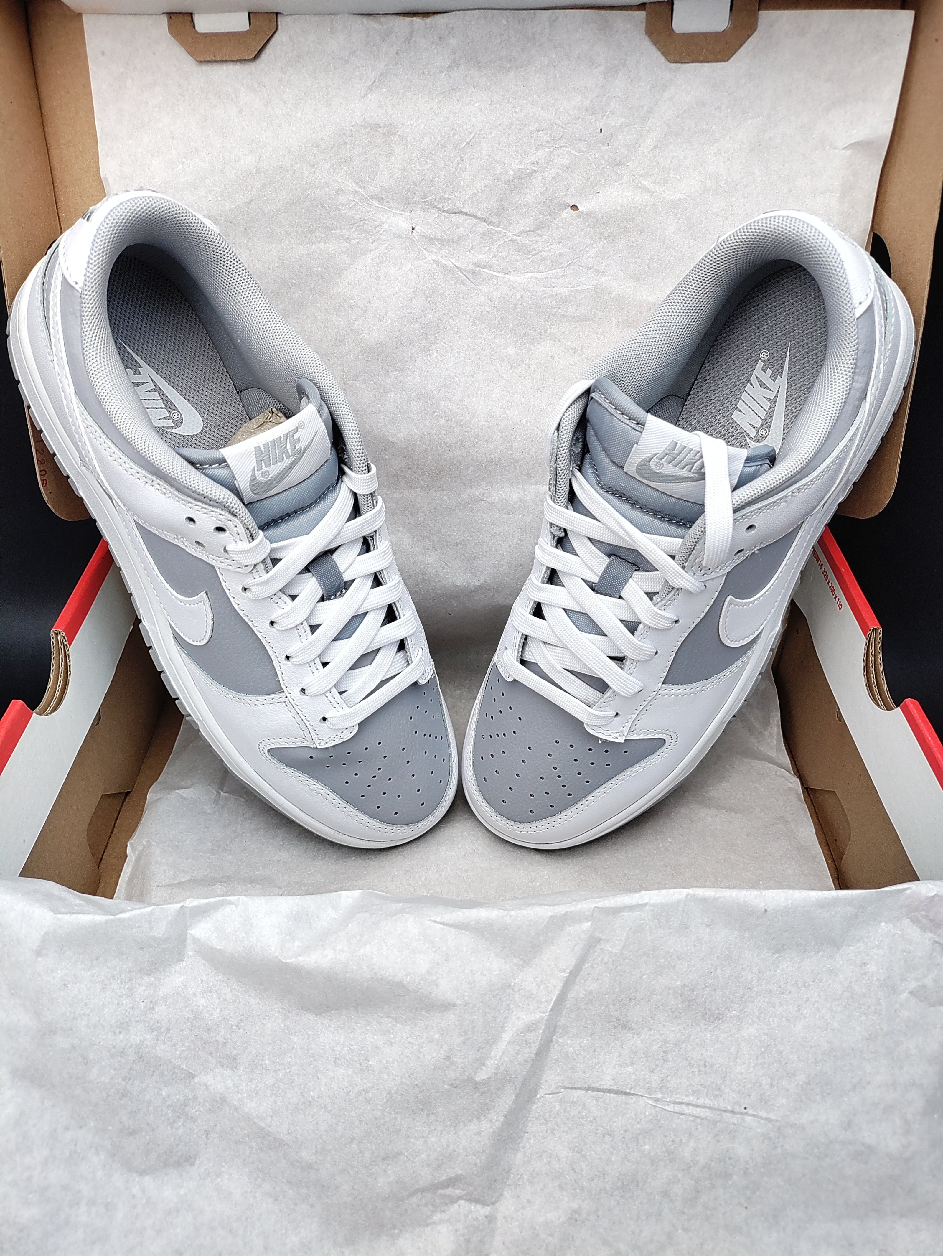 low dunk grey and white