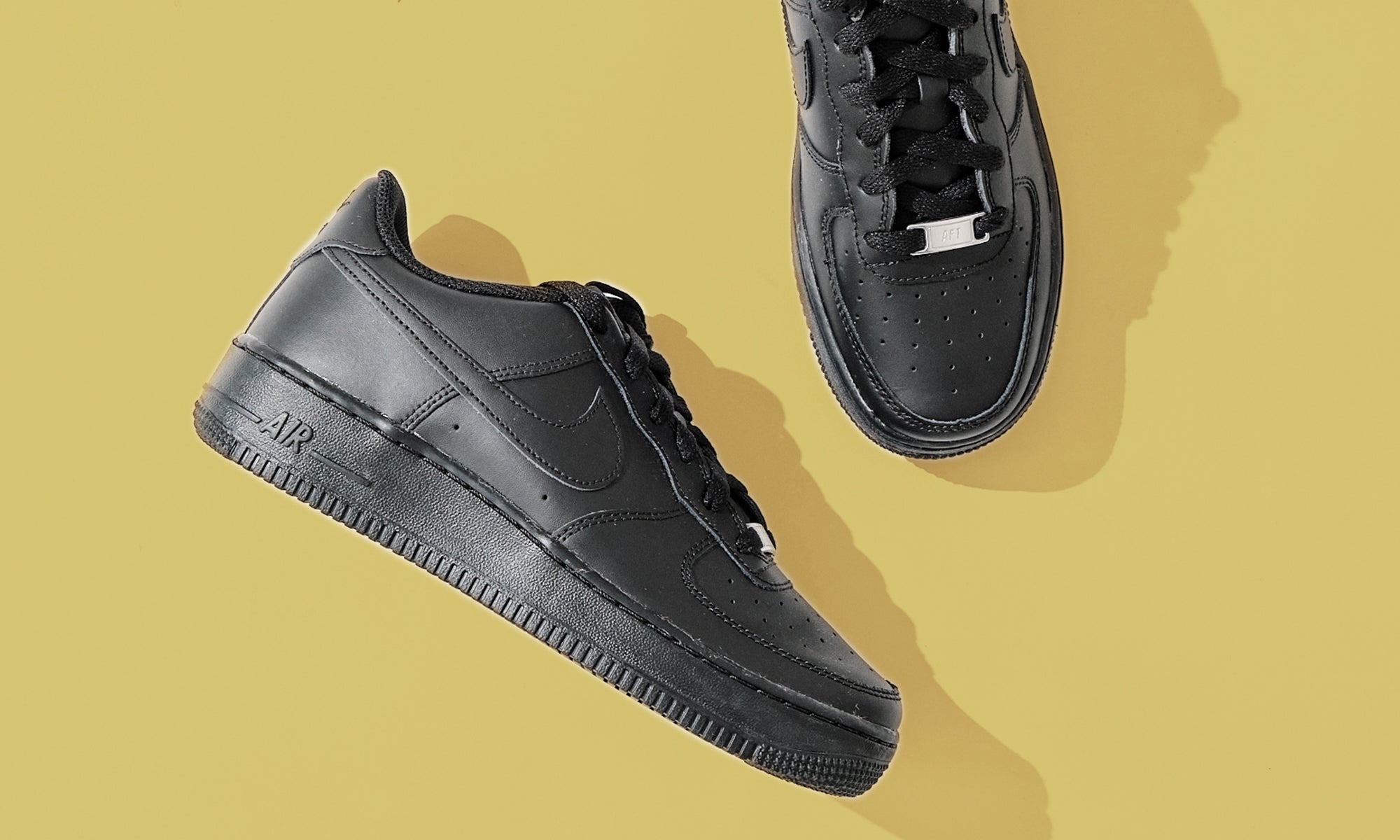 Nike Air Force 1 GS - Black - Speed Yellow 