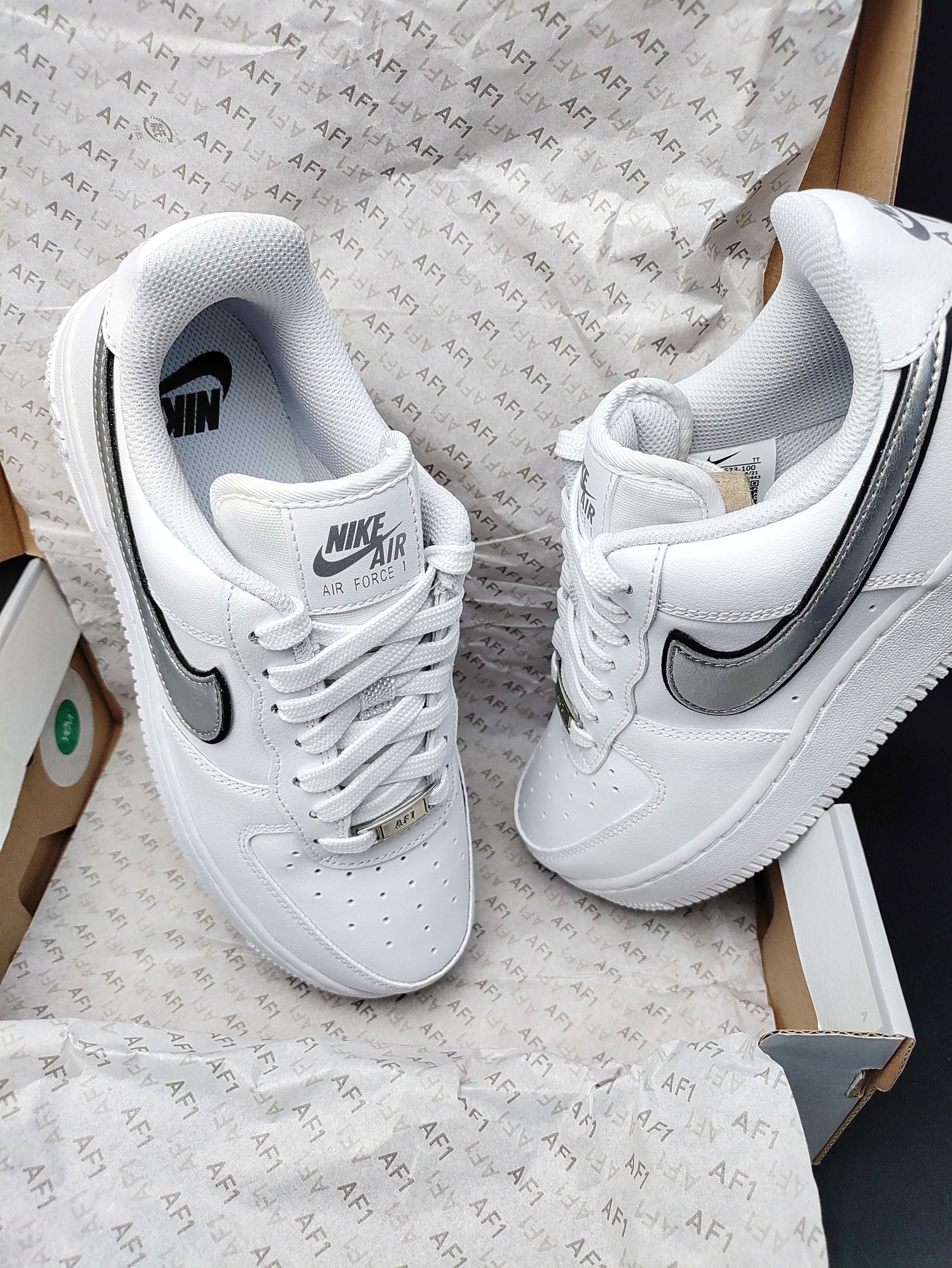 Nike women's air force 1 '07 white/metallic clearance silver-gold